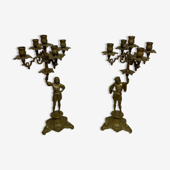 Beautiful pair of gilded brass candlesticks