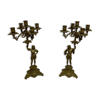 Beautiful pair of gilded brass candlesticks