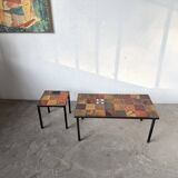 Duo de tables basses en céramique émaillée