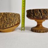 Set of two vacuum pockets made of ash wood turned