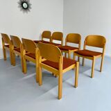 Lot of 8 old Scandinavian design wooden chairs from the 80s vintage