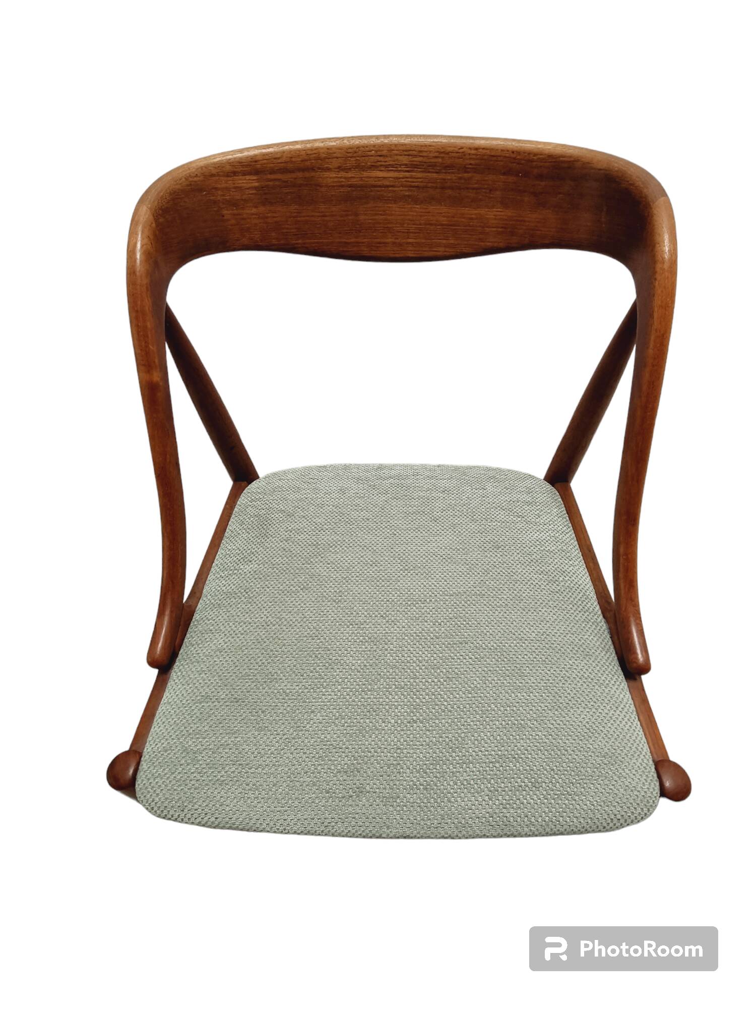 SET OF 6 JOHANNES ANDERSEN NO. 16 TEAK AND VELVET DINING CHAIRS