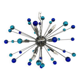 Light-blue and dark-blue “star” murano glass oval sputnik chandelier