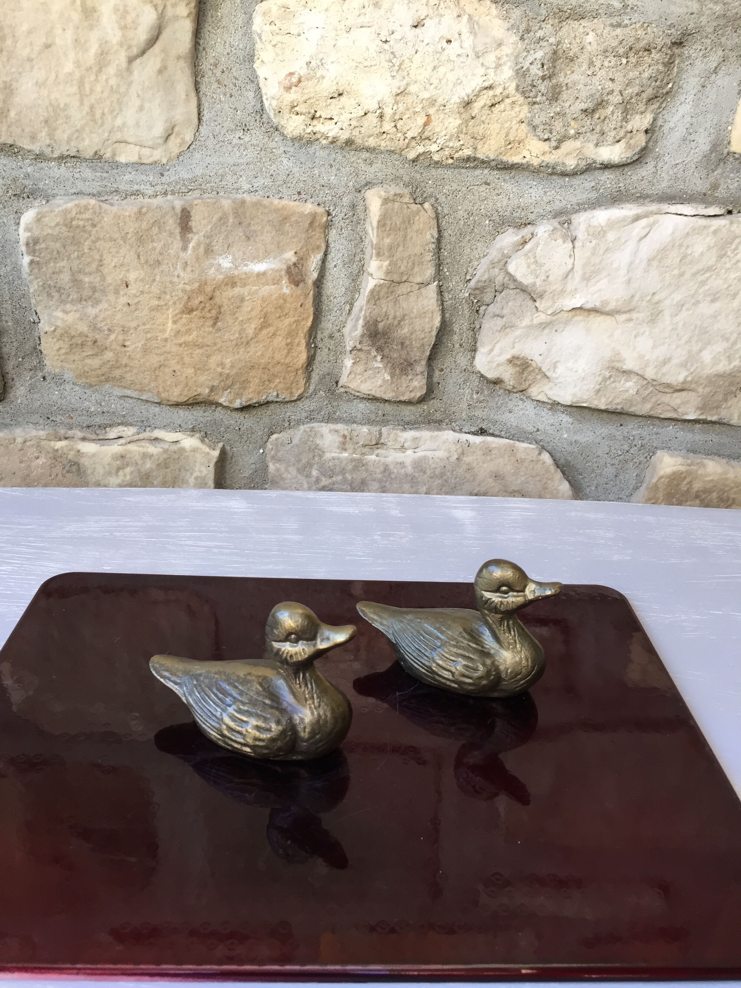 Pair of ducks brass paperweight