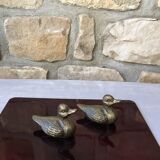 Pair of ducks brass paperweight