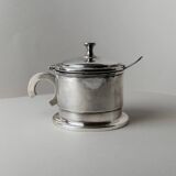 Argent Metal Silver-Plated Art Deco Lidded Box with Spoon, Italian 1930s Table Decor