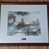 Original signed watercolor by Dolors Bolanos, framed.