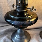 Pair of electrified old kerosene lamps
