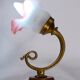 Set of 2 tulip-shaped wall lights in glass, wood, and bronze, art deco style.