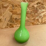 Old Vase Soliflore MURANO Multilayer Glass Green & White Vintage #B092