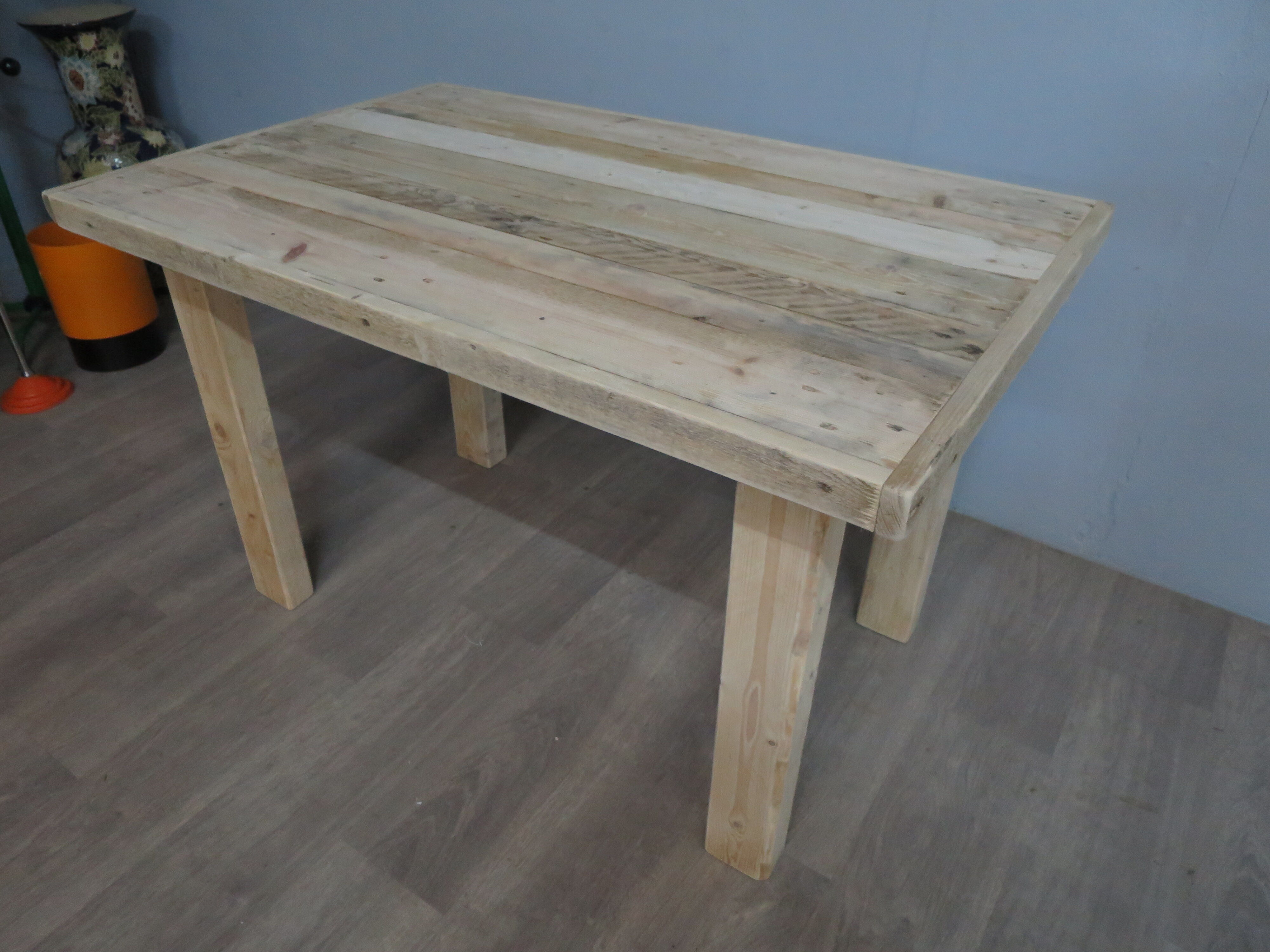 Raw farmhouse table in solid wood