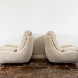 Paire de fauteuils lounge personnalisables Space Age Atlantis en boucle beige 1970'