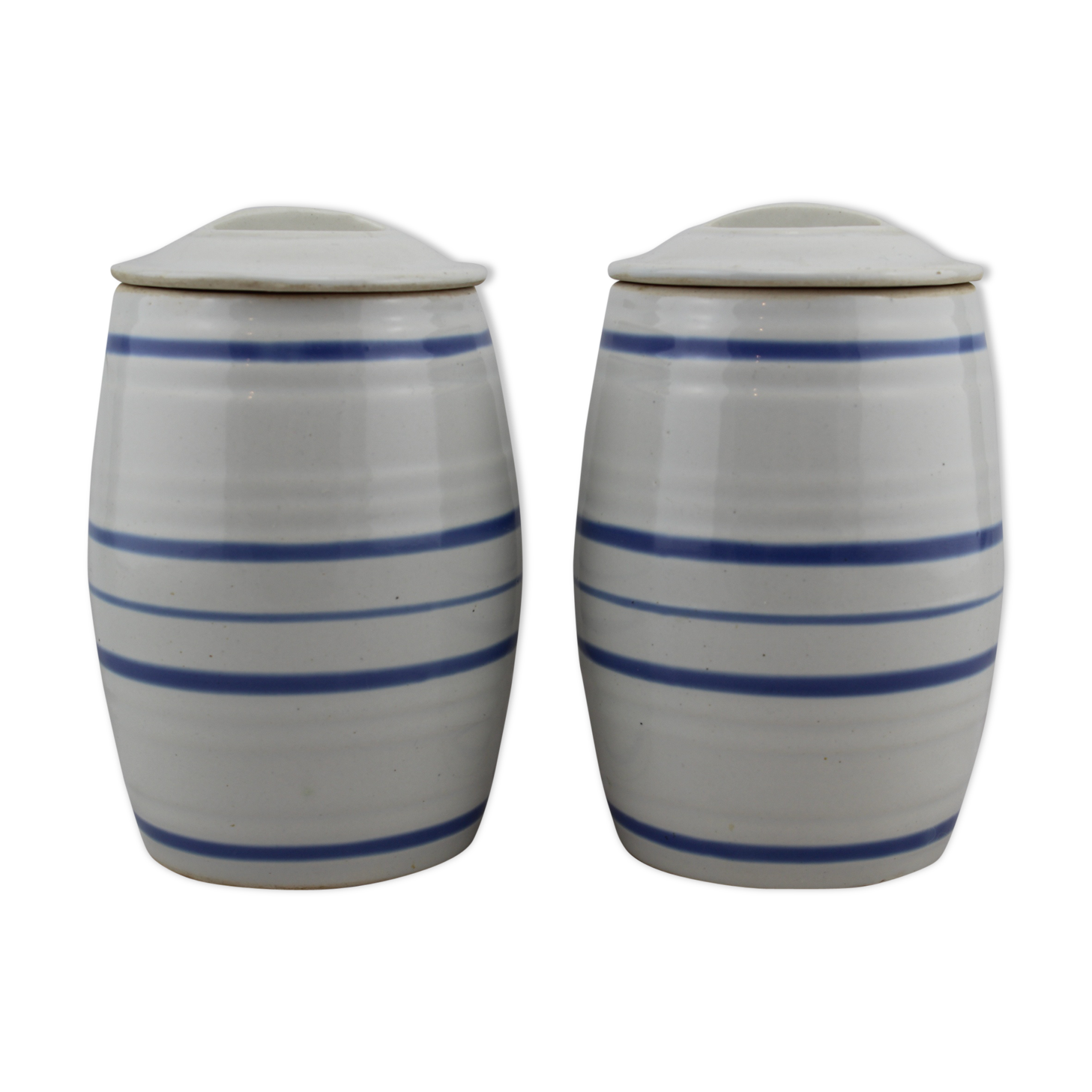2 pots in ceramic blue and white
