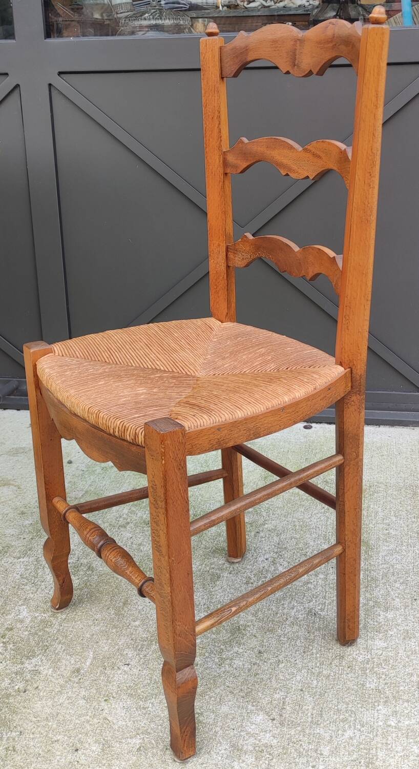 6 straw-seated Provençal chairs