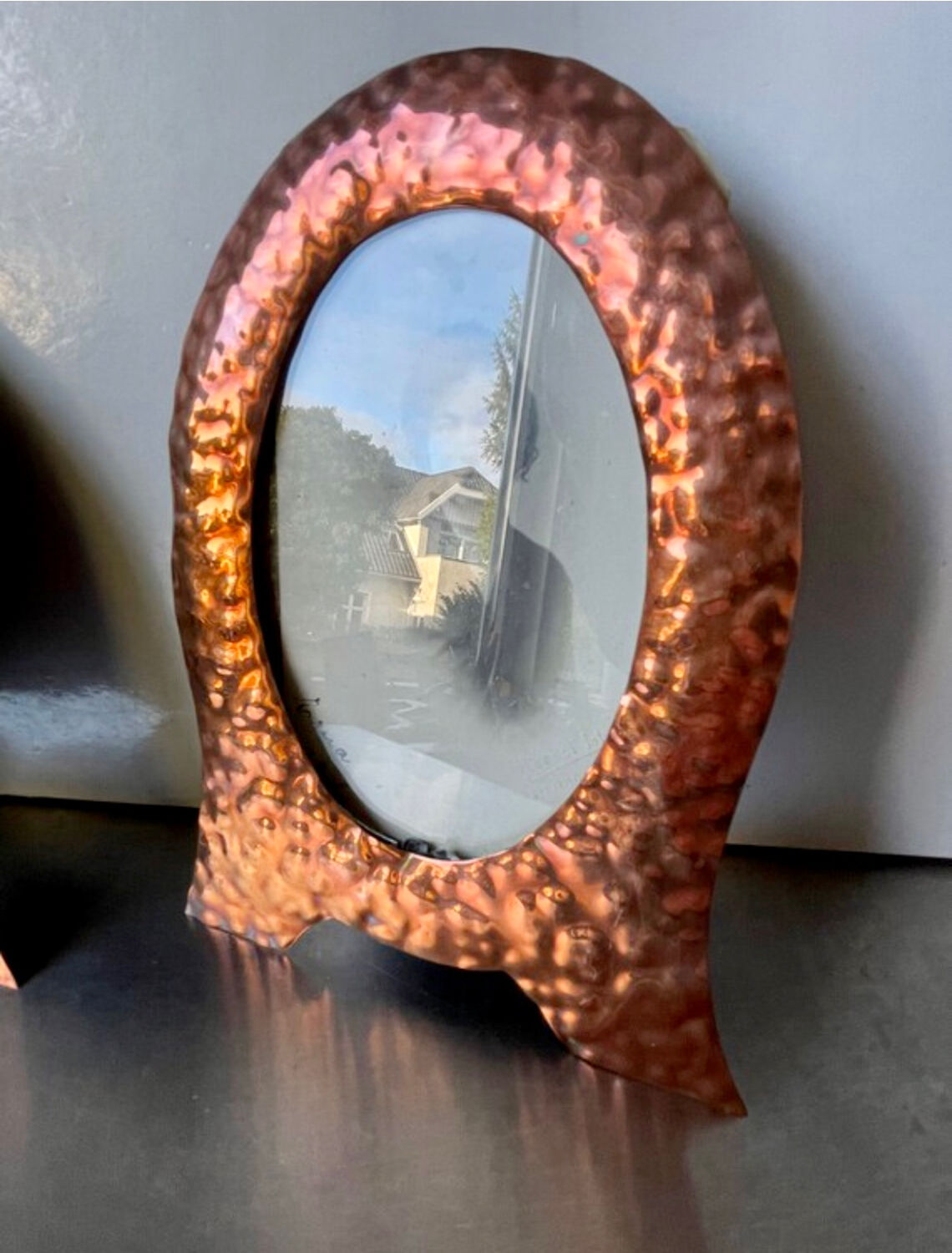 Pair of art nouveau copper metal photo frames
