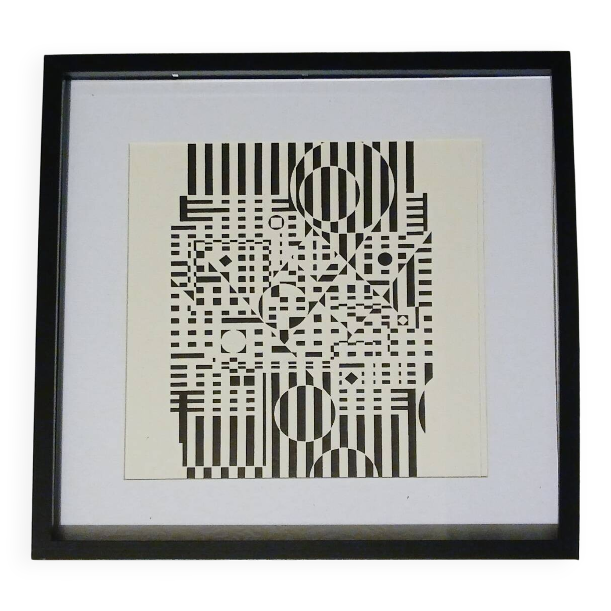 Tableau Vintage Art Optique - Victor Vasarely - Frame 40x40cm