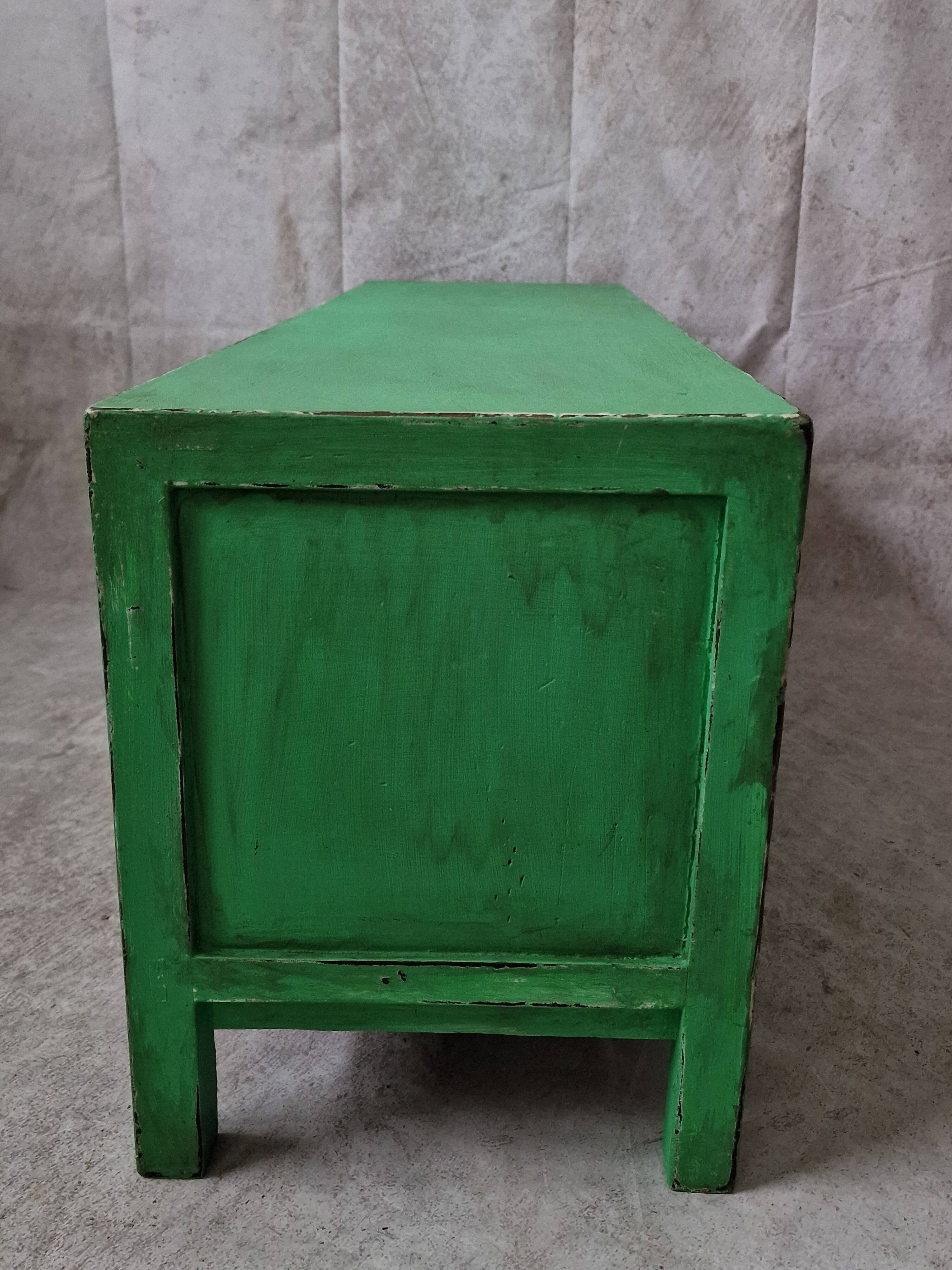 Small low buffet / TV cabinet in green patina