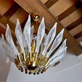 Venini's floral chandelier, murano glass leaves, Italy, 1970