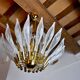 Venini's floral chandelier, murano glass leaves, Italy, 1970