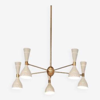 Italian 50s style chandelier - 5 arms and 10 lights - ceiling light