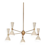Italian chandelier in the 50s style - 5 arms and 10 lights - ceiling light