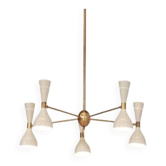 Italian chandelier in the 50s style - 5 arms and 10 lights - ceiling light
