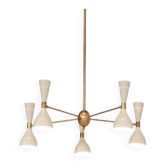 Italian 50s style chandelier - 5 arms and 10 lights - ceiling light