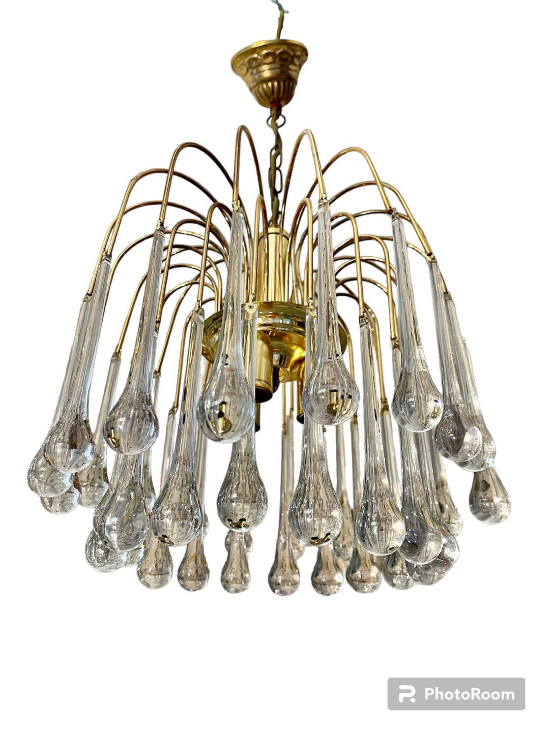 Venini lustre goutte verre murano , Italie 1970