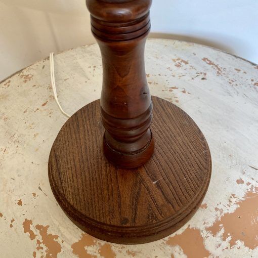 Wooden lamp and stretched wires