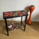 Table d’appoint ou bout de canapé en fer forgé et pierre de lave émaillée vers 1960