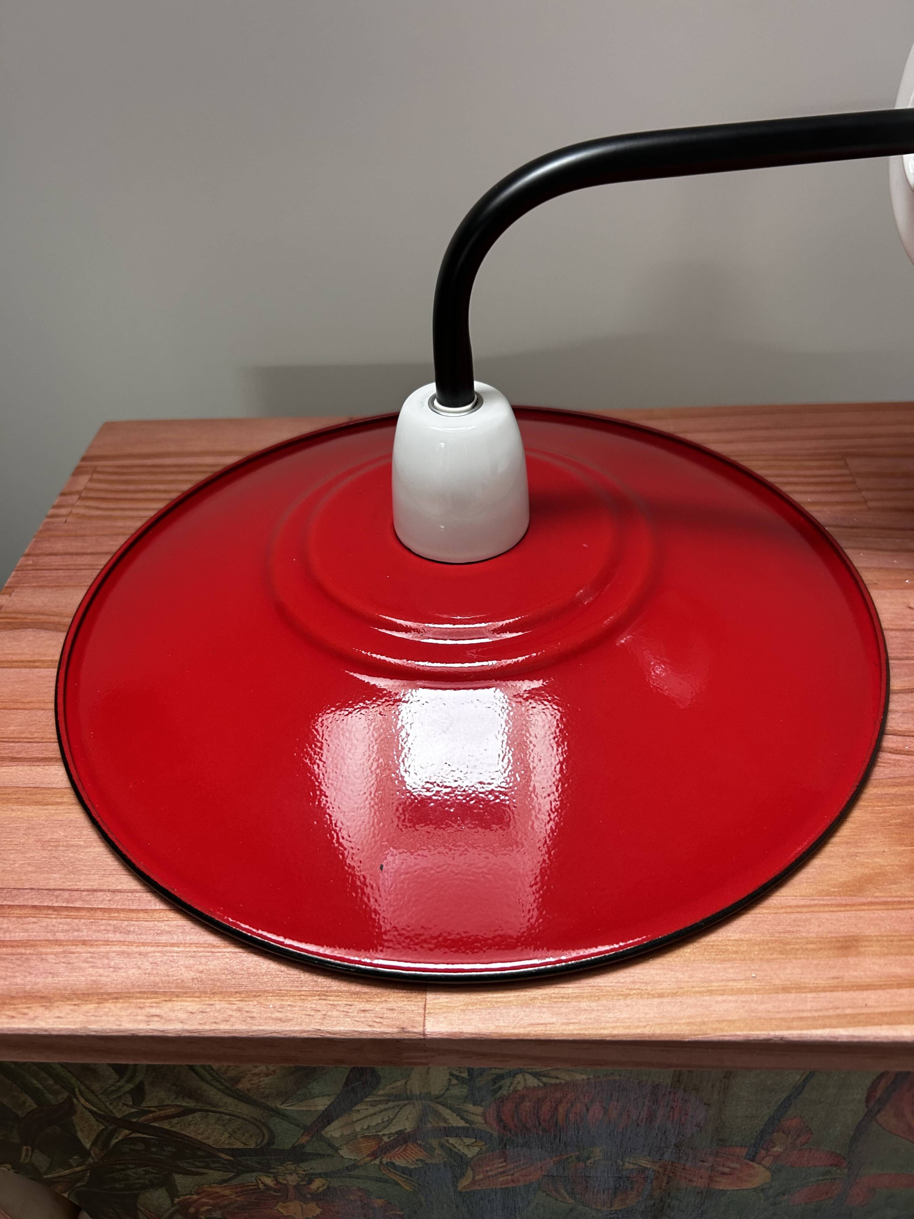 Red enamelled sheet metal wall light
