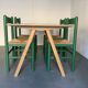 Série de 4 chaises en bois et paille
