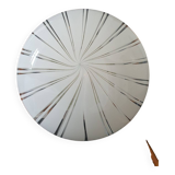 Vintage Murano glass globe flush mount filigree stipes | retro white lighting hand-crafted glass | Italian vintage lighting MCM home decor