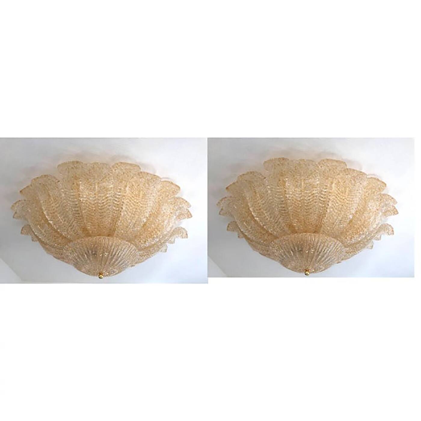 Murano Style Glass Sputnik Chandelier Flush Mounts - a Pair