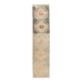 Tapis couloir turc vintage orange noué à la main 81x356