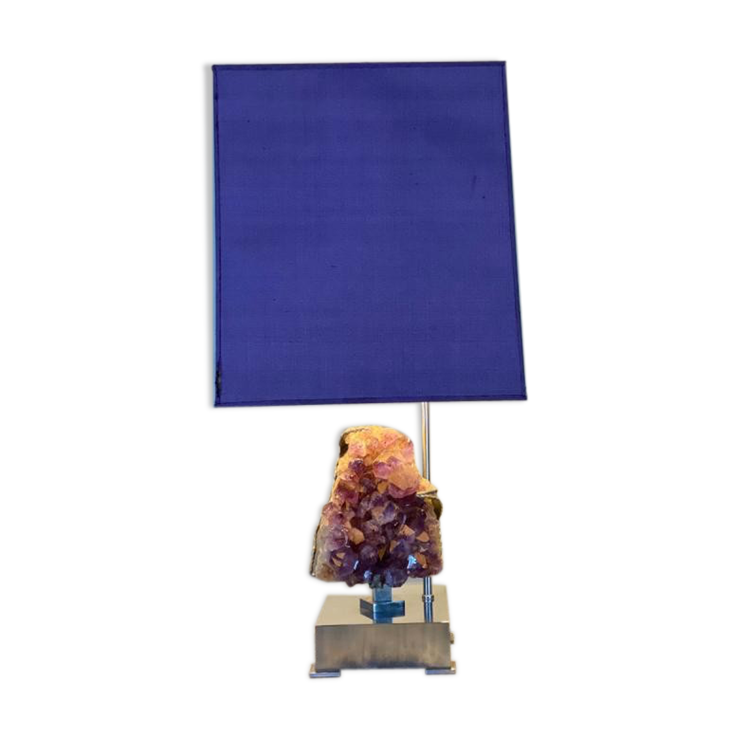 Lamp metal and amethyst circa 1980