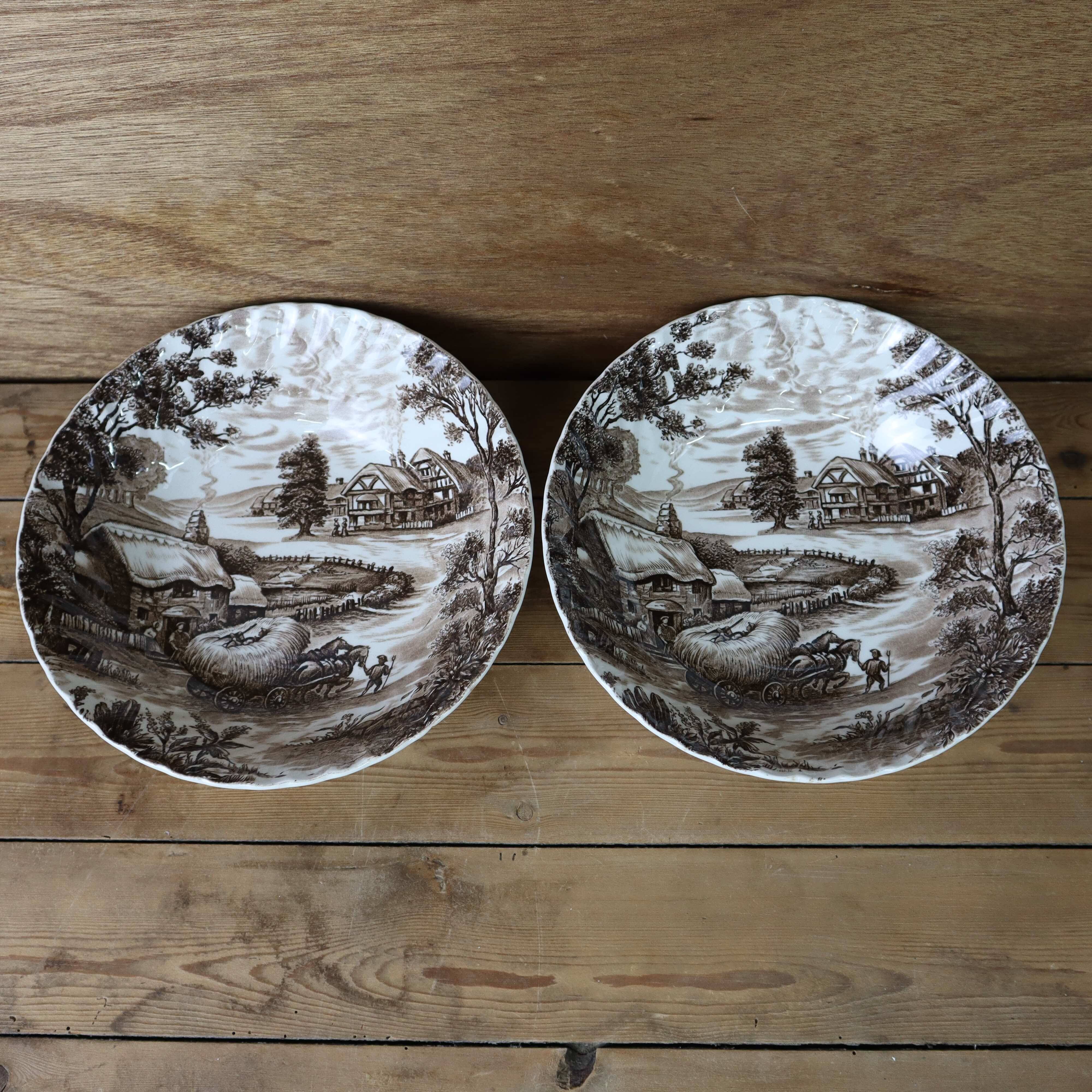 2 vintage English Staffordshire 'HAYRIDE' salad bowls