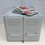 Vintage metal box with 2 drawers -industrial furniture grey