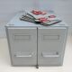 Vintage metal box with 2 drawers -industrial furniture grey
