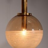 Glashütte Limburg hanging lamp amber glass, 1960s