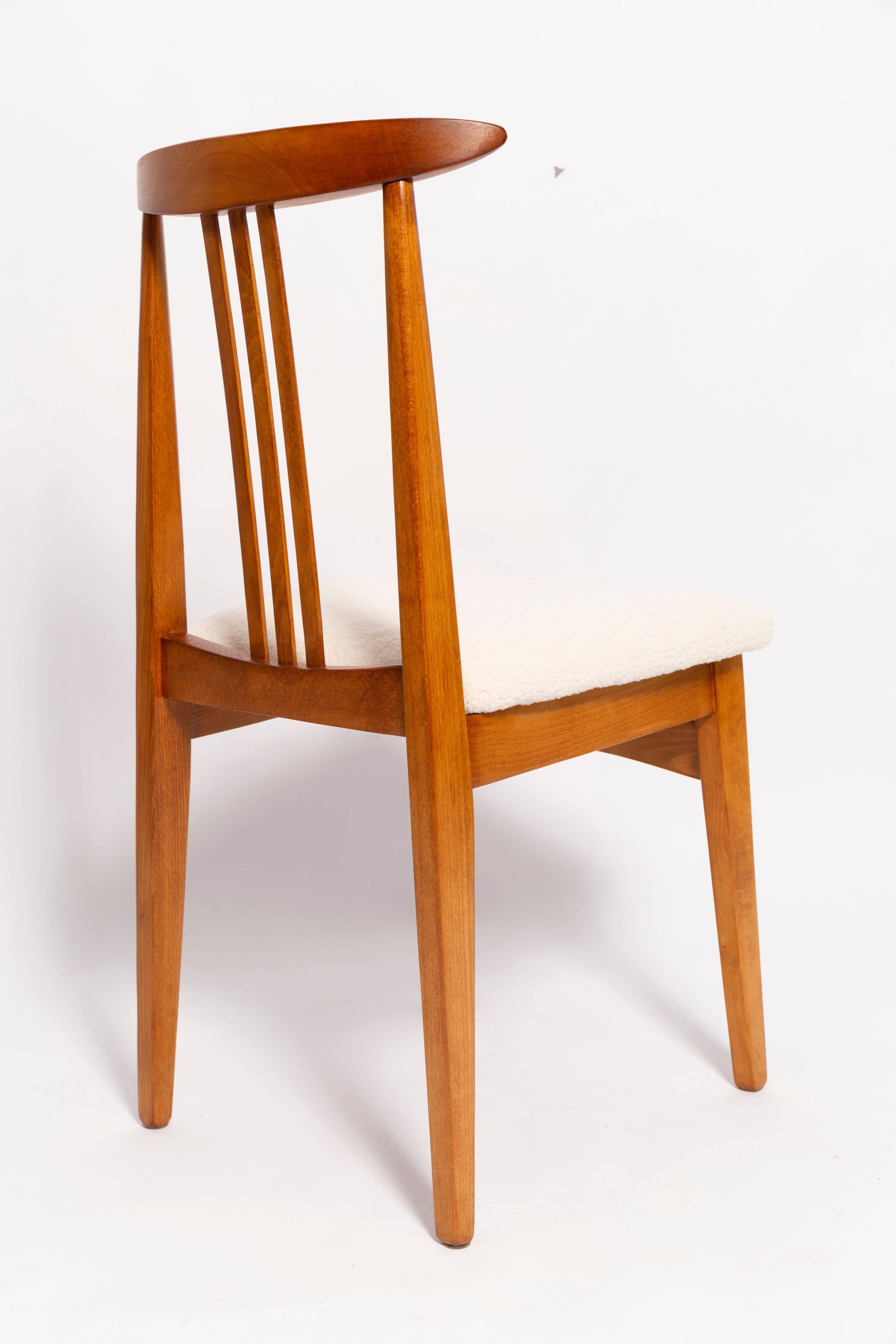 Ivory cream boucle chair mid-century by M. Zielinski, Europe, 1960s