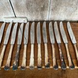 Set of 12 Knives with Silver Metal Handles + Stainless Steel Blades #B339