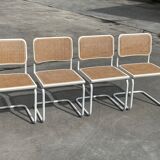 Suite de 4 chaises modèle Cesca b32 en blanc par Marcel Breuer 1987