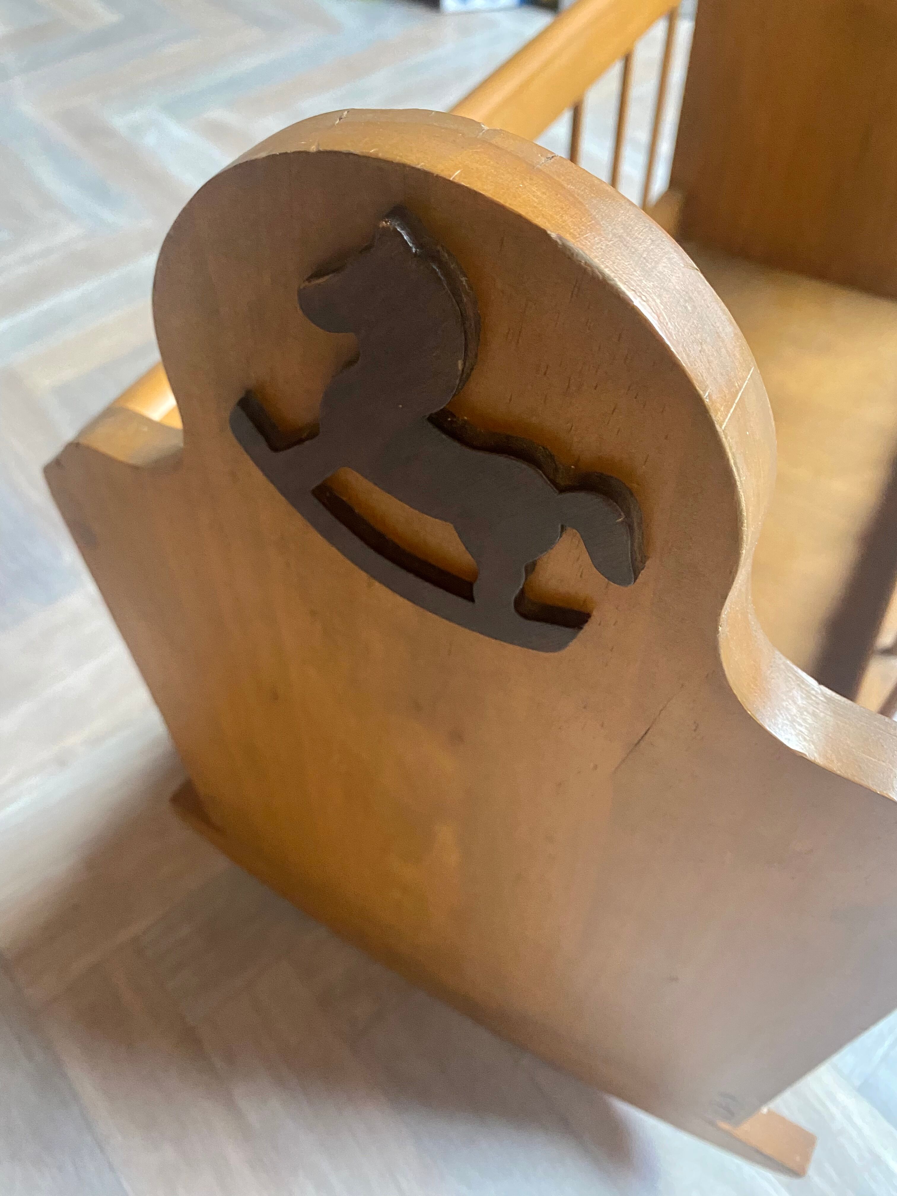 Vintage wooden rocking bed