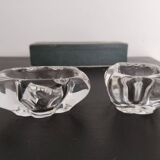 Crystal salt and pepper shakers signed Daum France; antique french