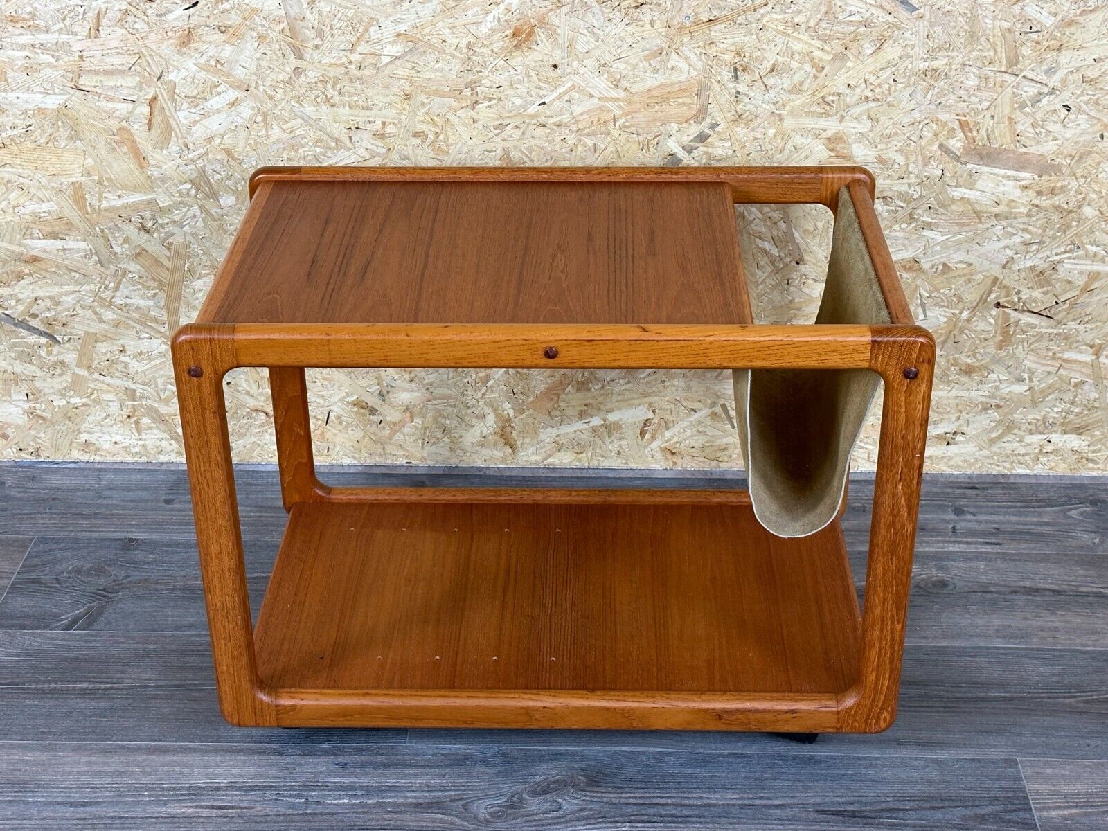 60s 70s teak table side table newspaper stand Danish Design Denmark