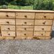 Antique fir wood workshop cabinet with drawers