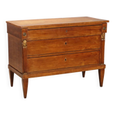 Antique Empire walnut commode with gilded details, 19th century.
