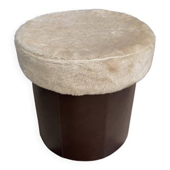 brown leatherette Pouf 1970s by VEB model 26W Raphael