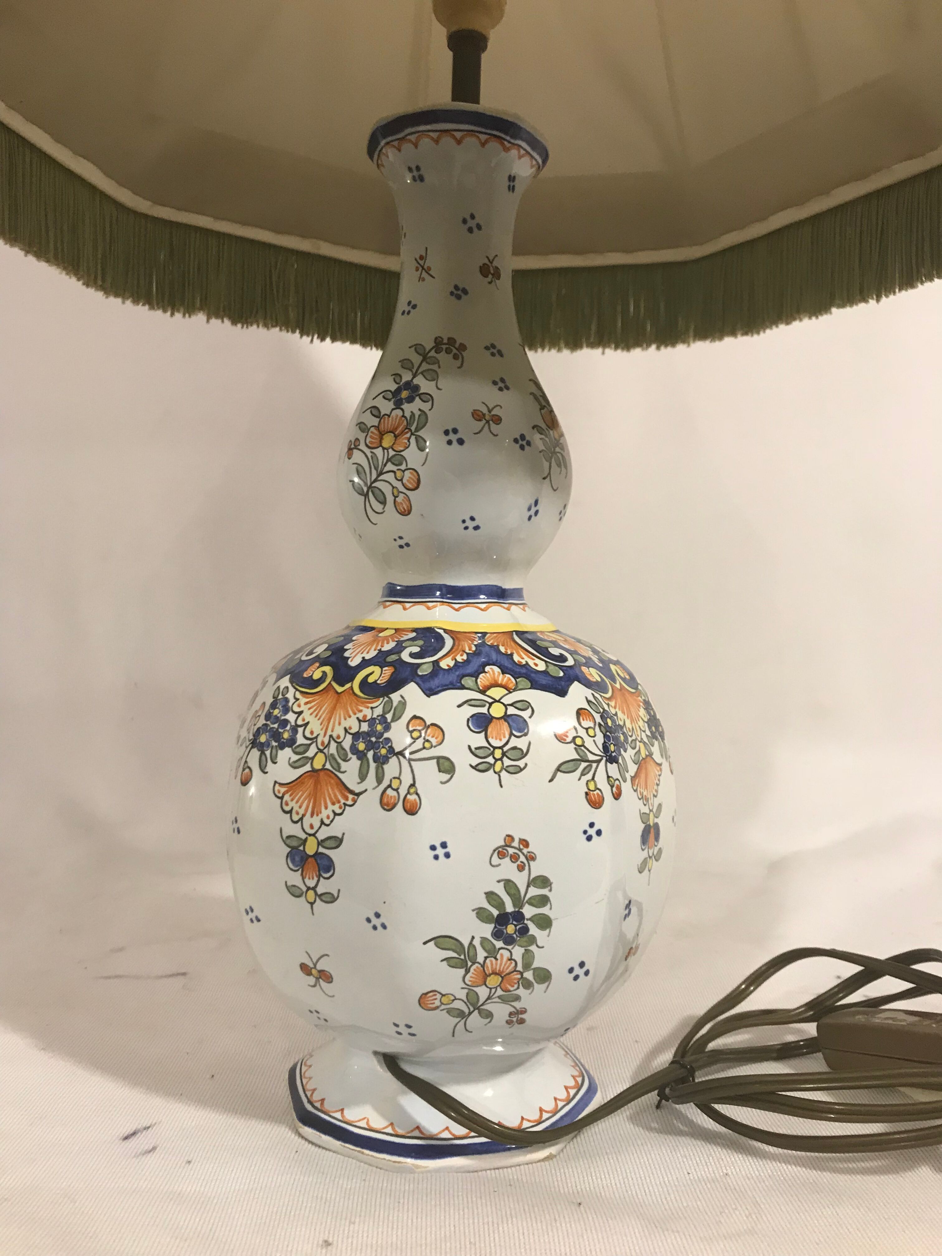 Old lamp vase painted ceramics  Quimper